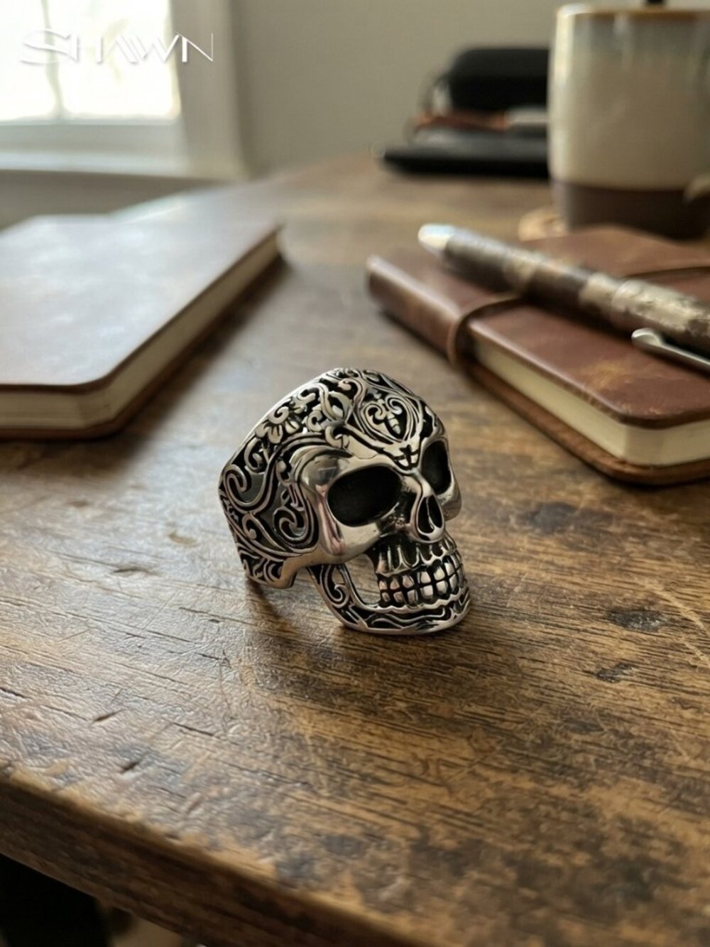 Mens Sugar Skull Stainless Ring Size 7